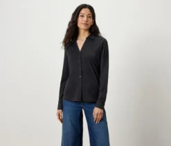 Blusenshirt mit Knopfleiste, anthrazit