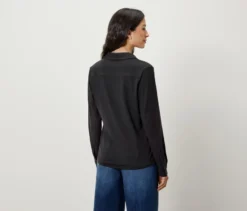 Blusenshirt mit Knopfleiste, anthrazit
