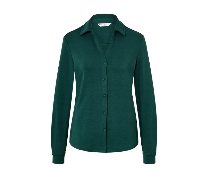 Blusenshirt mit Knopfleiste, grün