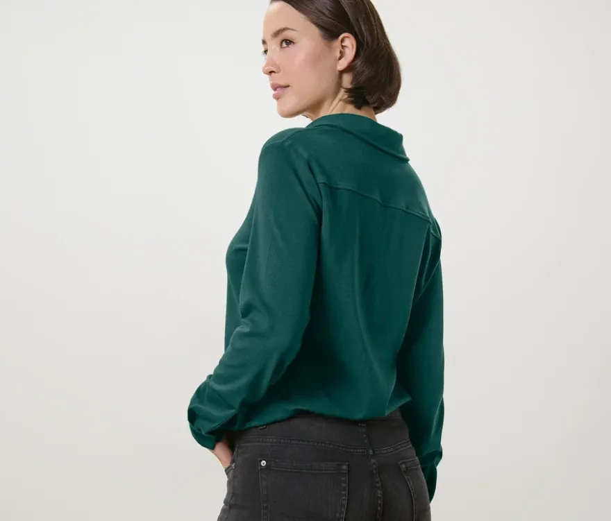 Blusenshirt mit Knopfleiste, grün