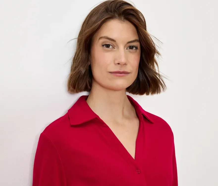 Blusenshirt mit Knopfleiste, rot
