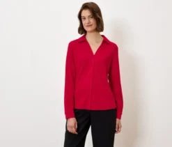 Blusenshirt mit Knopfleiste, rot