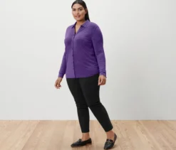 Blusenshirt mit Knopfleiste, lila