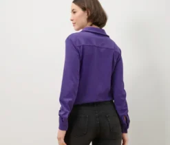 Blusenshirt mit Knopfleiste, lila