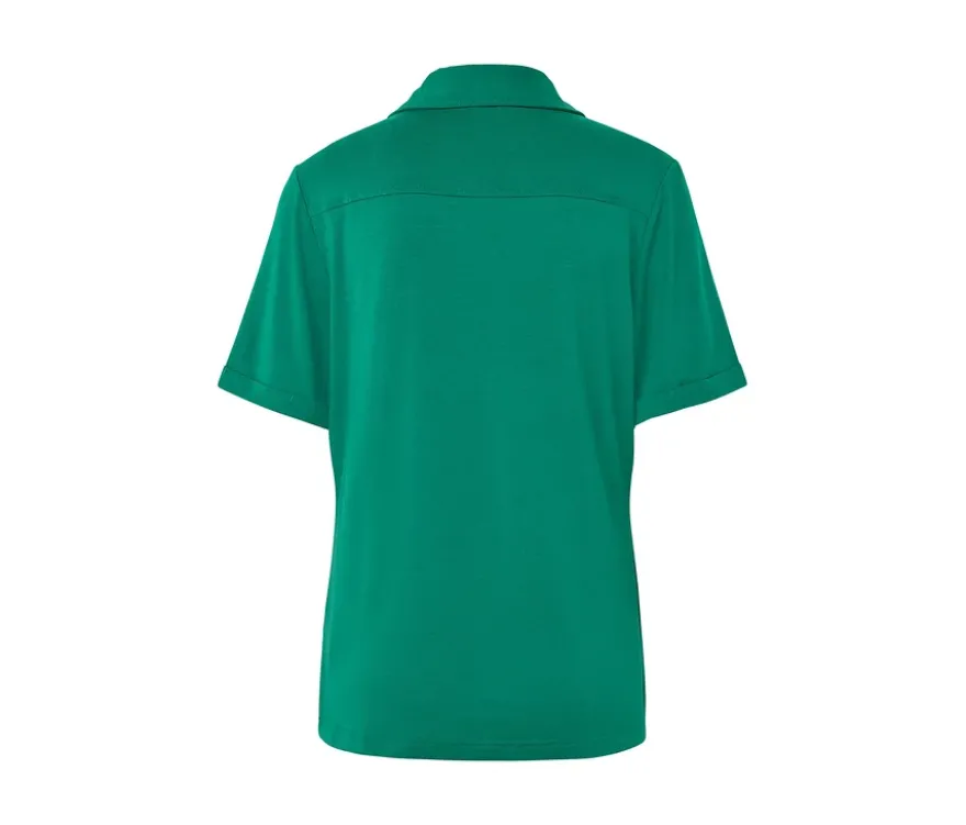 Blusenshirt mit Knopfleiste, smaragdgrün