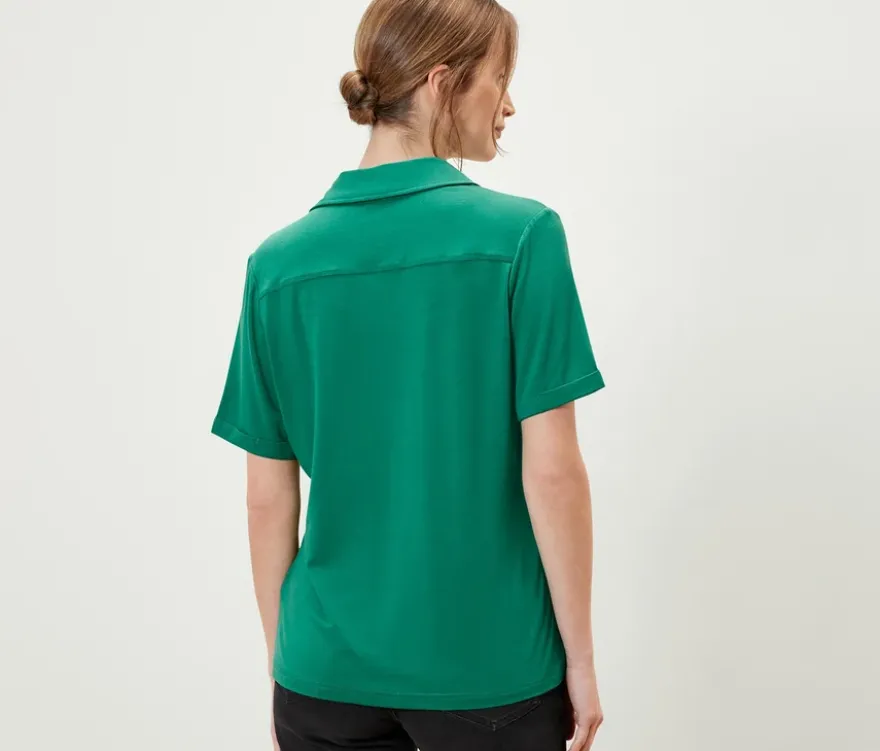 Blusenshirt mit Knopfleiste, smaragdgrün