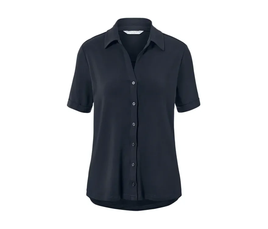 Blusenshirt mit Knopfleiste, dunkelblau