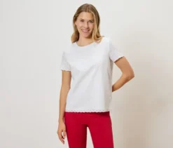 Blusenshirt mit Lochstickerei, weiß