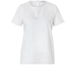 Blusenshirt mit Lochstickerei, weiß