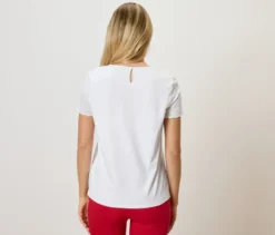 Blusenshirt mit Lochstickerei, weiß