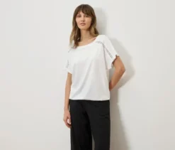 Blusenshirt mit Stickerei, weiß