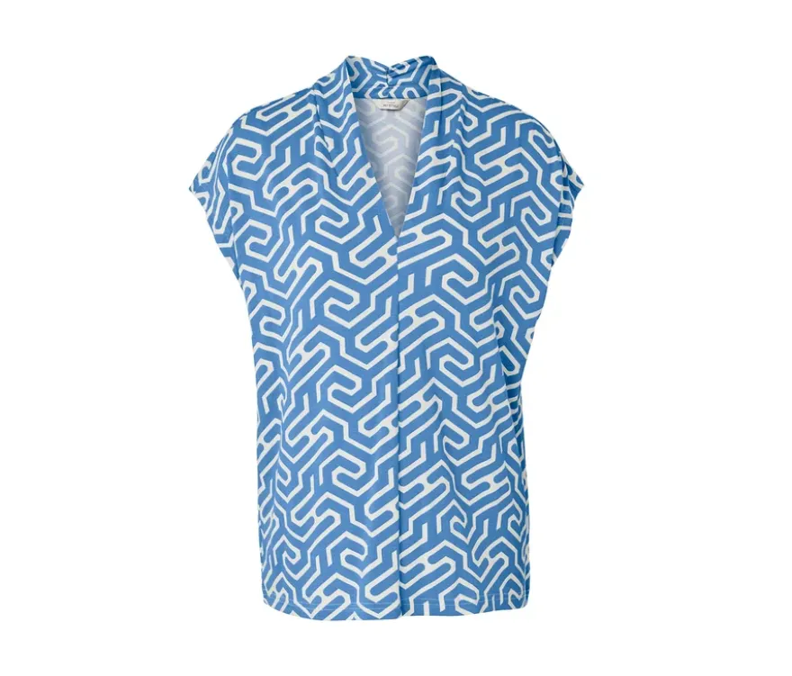 Blusenshirt mit V-Ausschnitt, blau