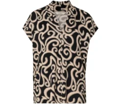 Blusenshirt mit V-Ausschnitt, schwarz