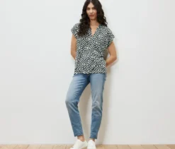 Blusenshirt mit V-Ausschnitt, grün