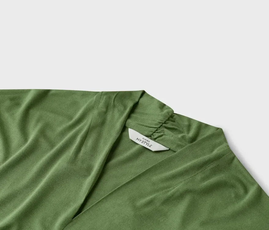 Blusenshirt mit V-Ausschnitt, grün