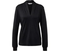 Blusenshirt mit V-Ausschnitt, schwarz
