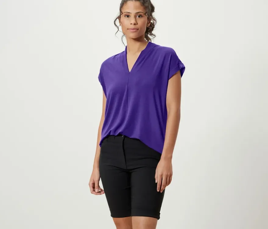 Blusenshirt mit V-Ausschnitt, lila
