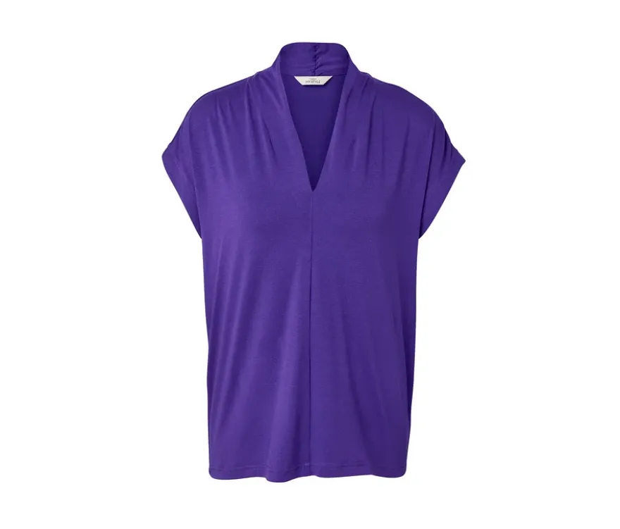 Blusenshirt mit V-Ausschnitt, lila