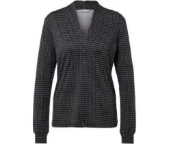 Blusenshirt mit V-Ausschnitt, Hahnentritt