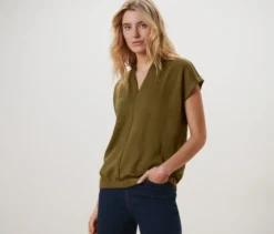 Blusenshirt mit V-Ausschnitt