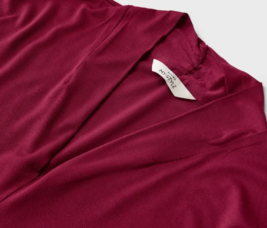 Blusenshirt mit V-Ausschnitt, dunkelrot