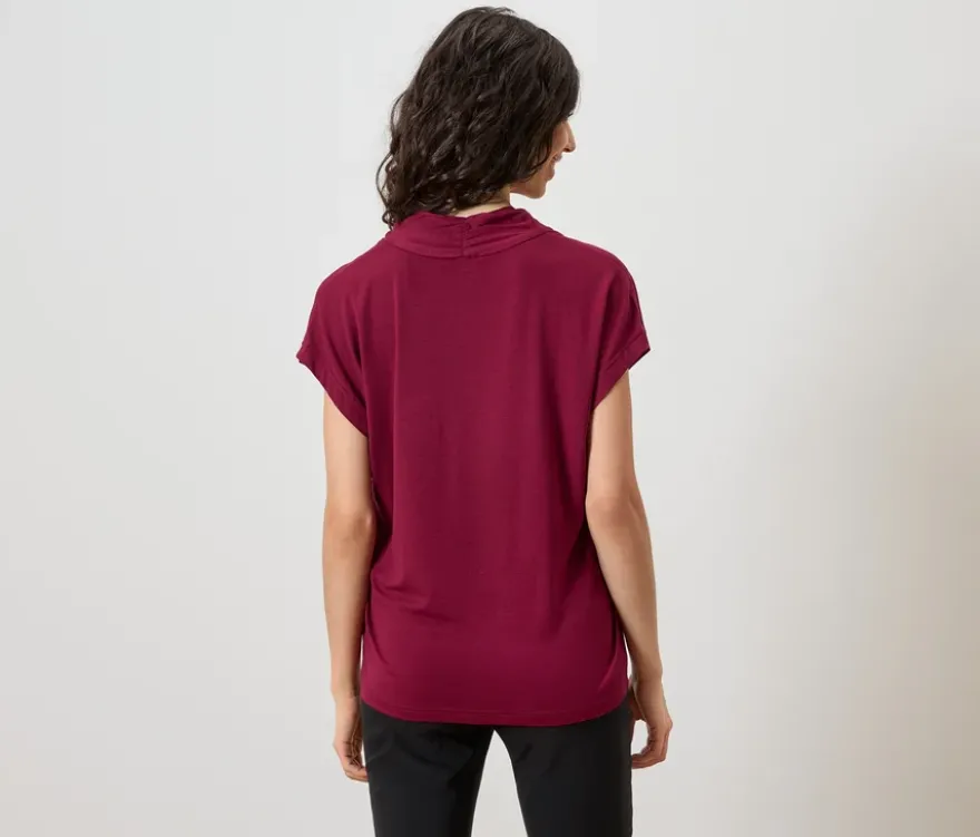 Blusenshirt mit V-Ausschnitt, dunkelrot