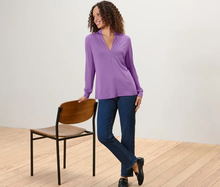 Blusenshirt mit V-Ausschnitt