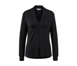 Blusenshirt mit V-Ausschnitt, schwarz