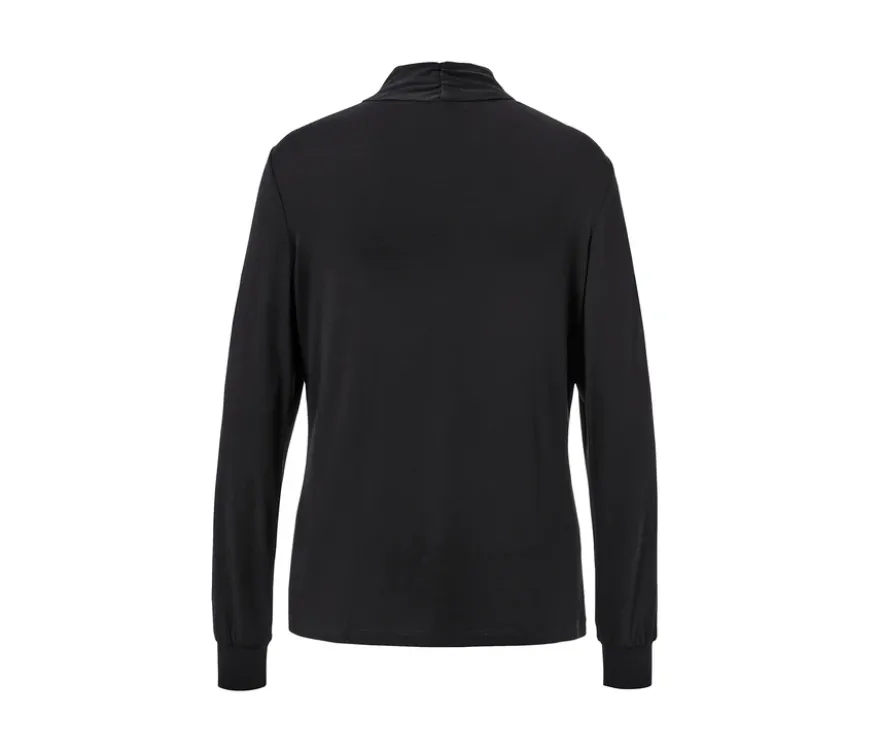 Blusenshirt mit V-Ausschnitt, schwarz