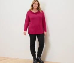 Blusenshirt mit Wasserfallausschnitt