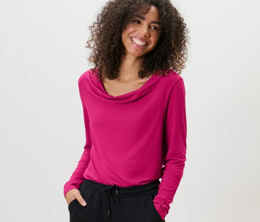 Blusenshirt mit Wasserfallausschnitt