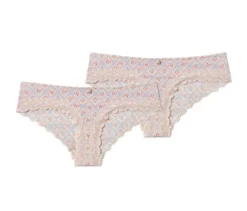 2 Brazil-Slips, creme mit Alloverprint