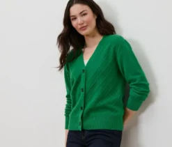 Cardigan mit Strickstruktur, grün