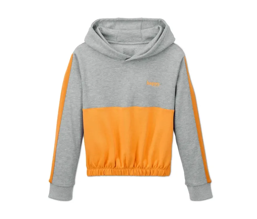 Cropped-Hoodie, grau-gelb meliert