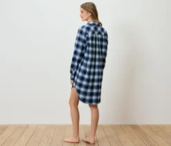 Da. Nachthemd, Flanell, blau