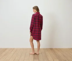 Da. Nachthemd, Flanell, rot