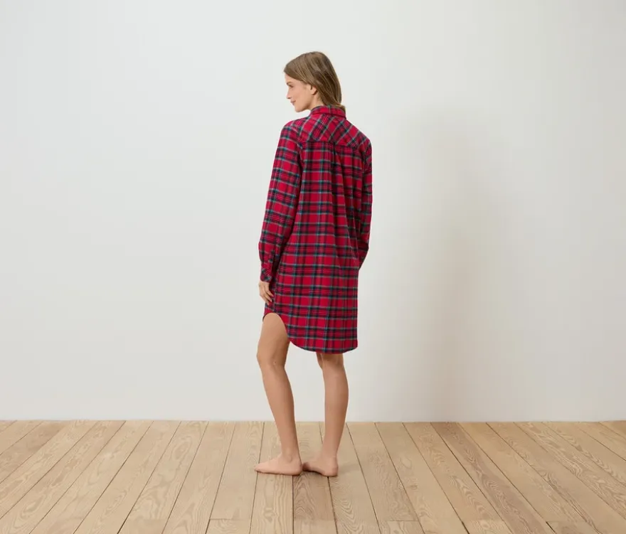 Da. Nachthemd, Flanell, rot