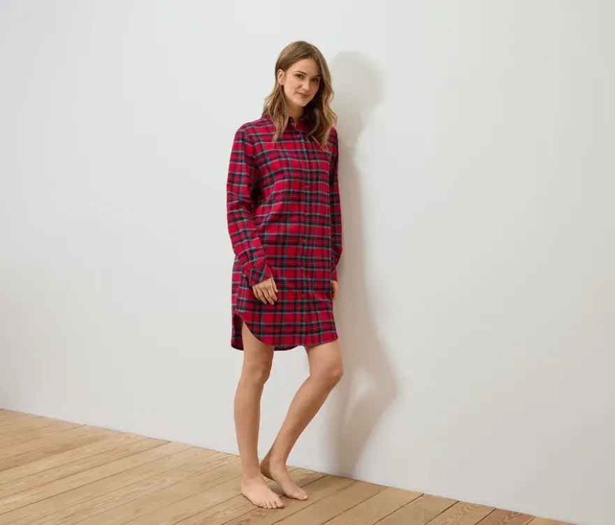 Da. Nachthemd, Flanell, rot