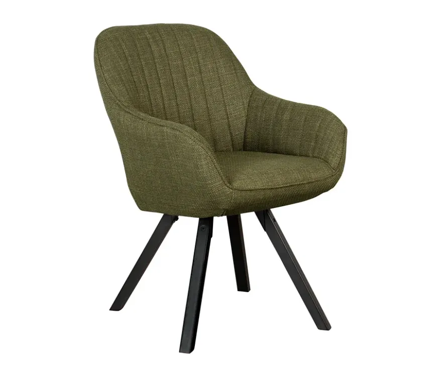 deVries Esstisch »Andria«, 120/210 cm, schwarz und 6 Stühle »Matera«, grün