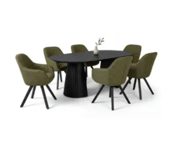 deVries Esstisch »Andria«, 120/210 cm, schwarz und 6 Stühle »Matera«, grün