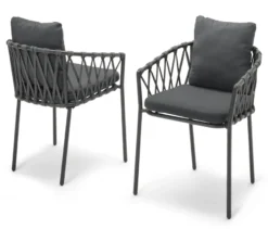 2 Dining-Sessel mit Textilgeflecht
