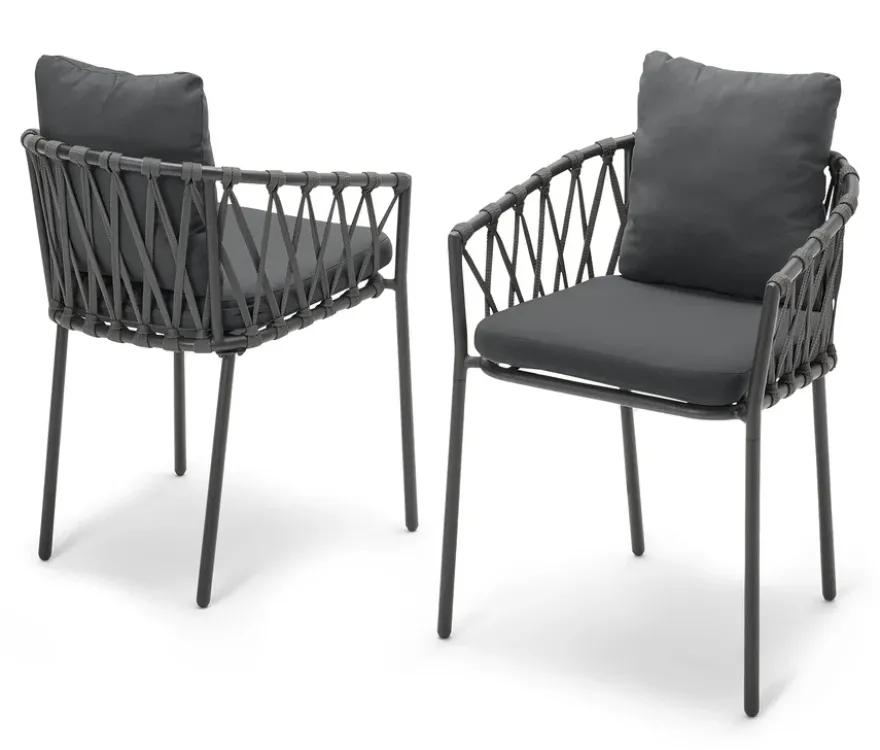 2 Dining-Sessel mit Textilgeflecht