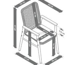 Dining-Stuhl mit Teak-Armlehnen und Textilgeflecht