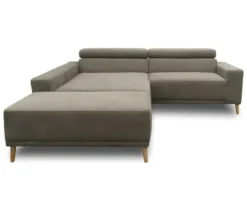 DOMO Eck-Schlafsofa »Malmö« mit Hocker, Longchair links, grau/holzfarben