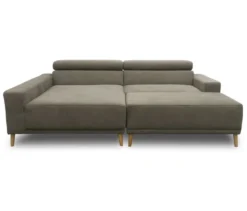 DOMO Eck-Schlafsofa »Malmö« mit Hocker, Longchair links, grau/holzfarben