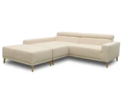 DOMO Eck-Schlafsofa »Malmö« mit Hocker, Longchair links, creme/holzfarben