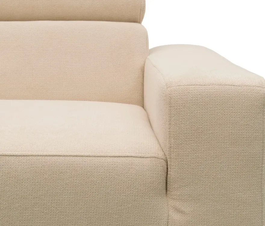 DOMO Eck-Schlafsofa »Malmö« mit Hocker, Longchair links, creme/holzfarben