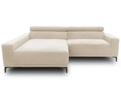 DOMO Eck-Schlafsofa »Malmö« mit Hocker, Longchair links, creme