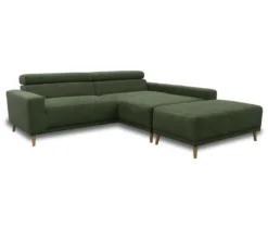 DOMO Eck-Schlafsofa »Malmö« mit Hocker, Longchair rechts, dunkelgrün/holzfarben