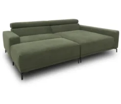 DOMO Eck-Schlafsofa »Malmö« mit Hocker, Longchair rechts, dunkelgrün